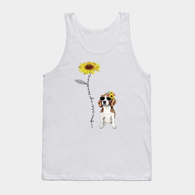 You Are My Sunshine Beagle Sunflower Tank Top by Pretr=ty